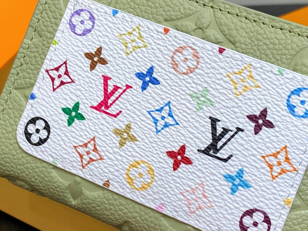 LV x TM Portfolio Claire Green Gold Leather 329879