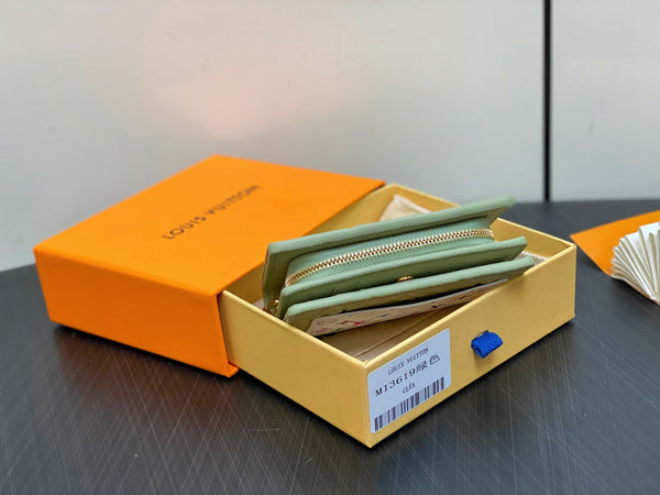 LV x TM Portfolio Claire Green Gold Leather 329879