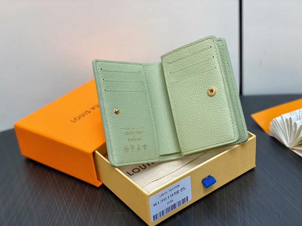 LV x TM Portfolio Claire Green Gold Leather 329879