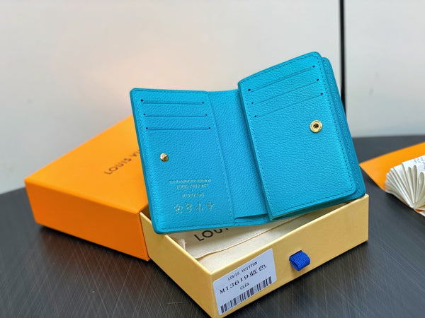 LV x TM Portfolio Claire Blue Gold Leather 329917