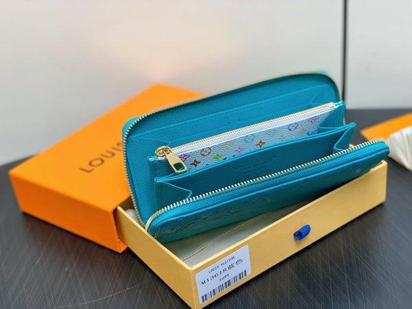 LV x TM Portfolio Claire Blue Gold Leather 329917