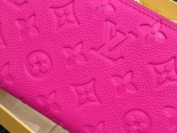 LV × TM Zipper Wallet Pink Gold Leather 329895