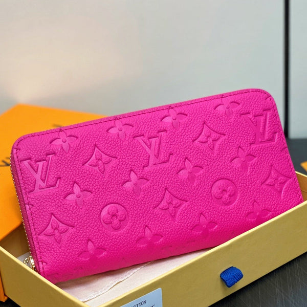 LV × TM Zipper Wallet Pink Gold Leather 329895