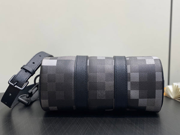 Keepall Bandouliere 25cm Damoflage Black Coated Canvas