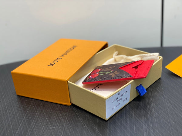 LV x TM Porte-Cartes Magnet Brown Red Monogram Canvas