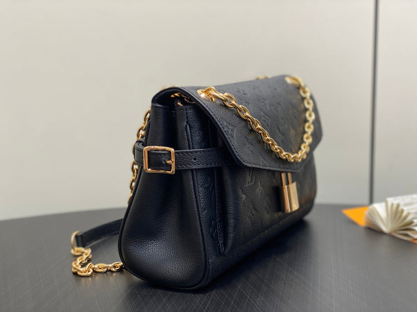 LV Anytime Flap Bag 29.5cm Black Calfskin