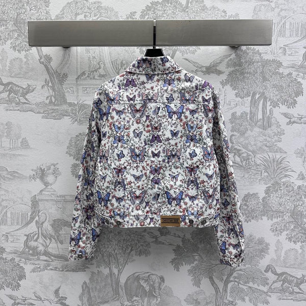 CD Jacket White Cotton Denim with Multicolor