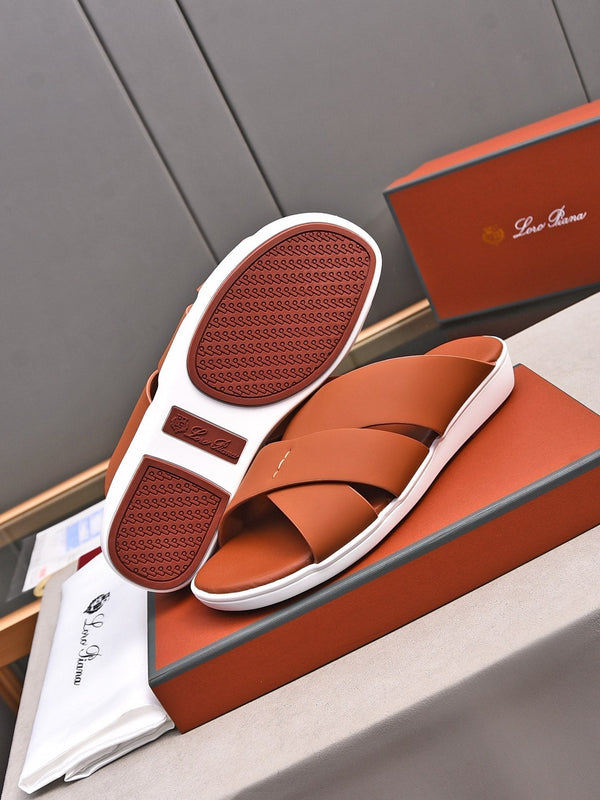 LP INTERWOVEN STRAPS SLIPPERS FIRE CALFSKIN