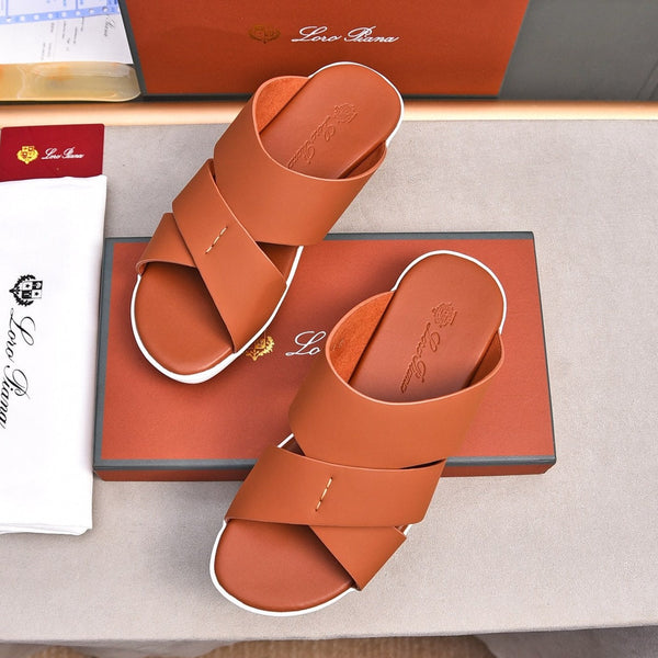 LP INTERWOVEN STRAPS SLIPPERS FIRE CALFSKIN