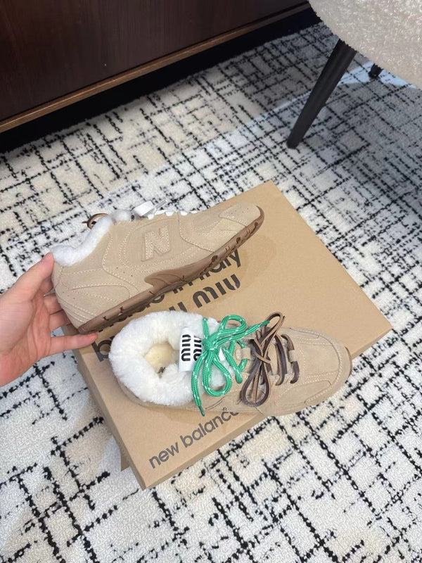 Miu Balance 530 SL Sneakers Fleece Lining In Light Brown Suede