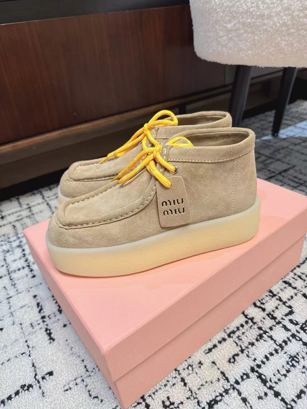 Miu Ankle Boots Light Brown Cow Suede