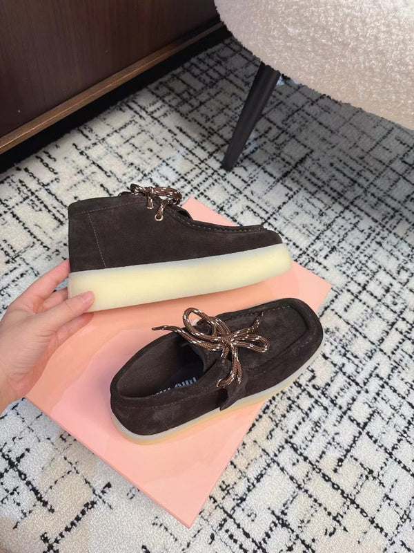 Miu Ankle Boots Chocolate Brown Cow Suede