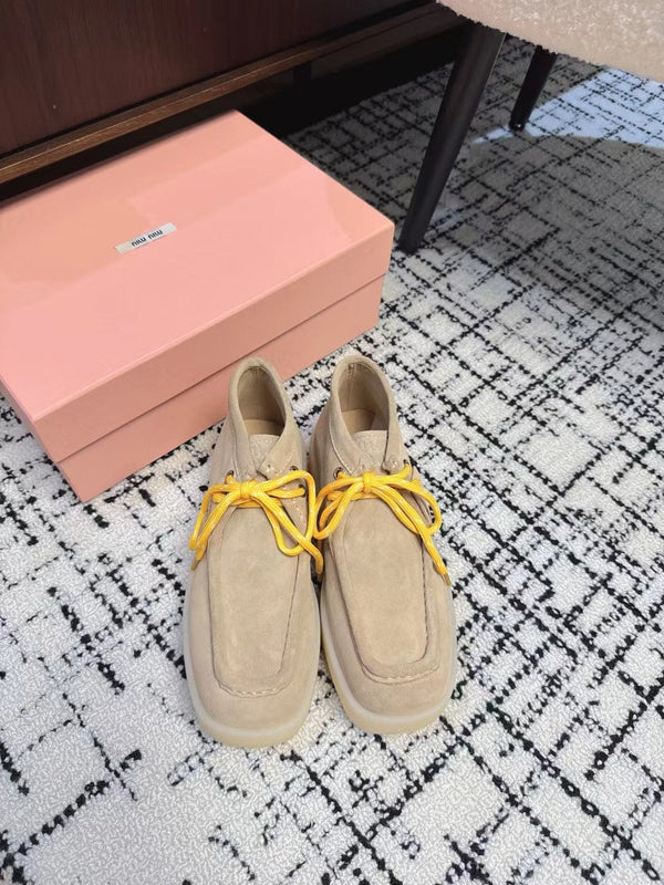 Miu Ankle Boots Beige Cow Suede