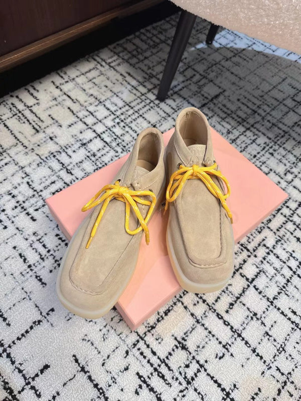 Miu Ankle Boots Beige Cow Suede