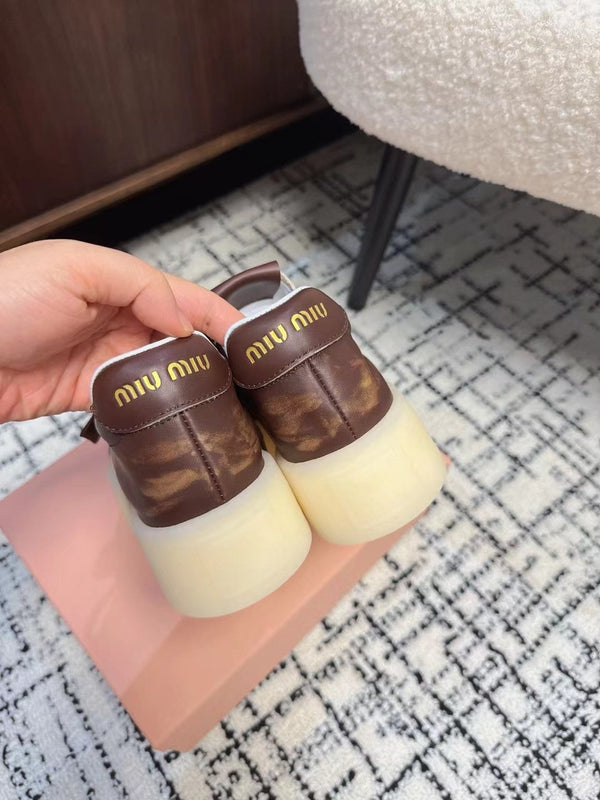 Miu Balance Sneakers Dark Brown Calfskin