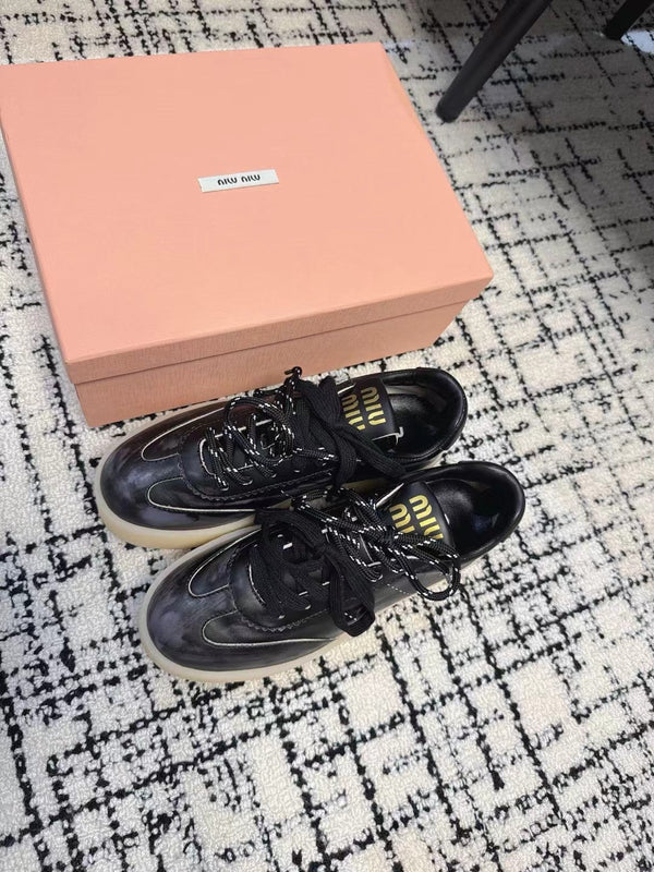 Miu Balance Sneakers Black Leather