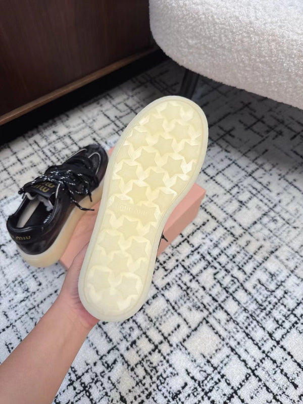 Miu Balance Sneakers Black Calfskin