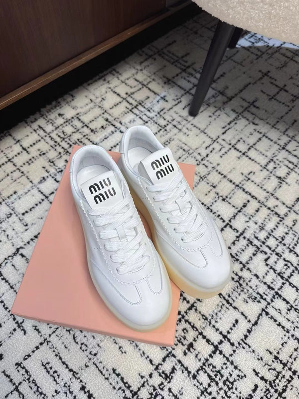 Miu Balance Sneakers White Calfskin