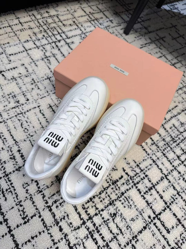 Miu Balance Sneakers  White Leather
