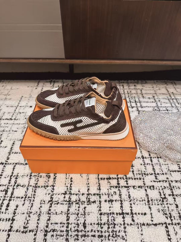 Sneaker HM 25 Jet in pelle di vacchetta marrone a rete 318022