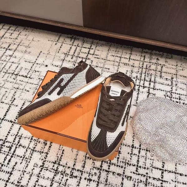 Sneaker HM 25 Jet in pelle di vacchetta marrone a rete 318022