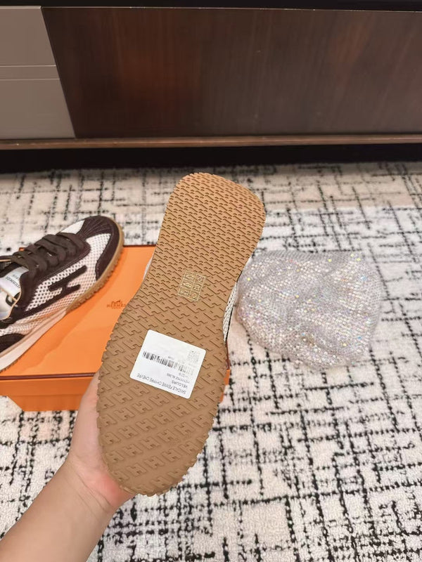 Sneaker HM 25 Jet in pelle di vacchetta marrone a rete 318022