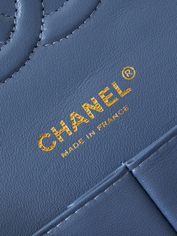 CC 24K Flap Bag 20cm Multi Charm Blue Denim Gold Hardware