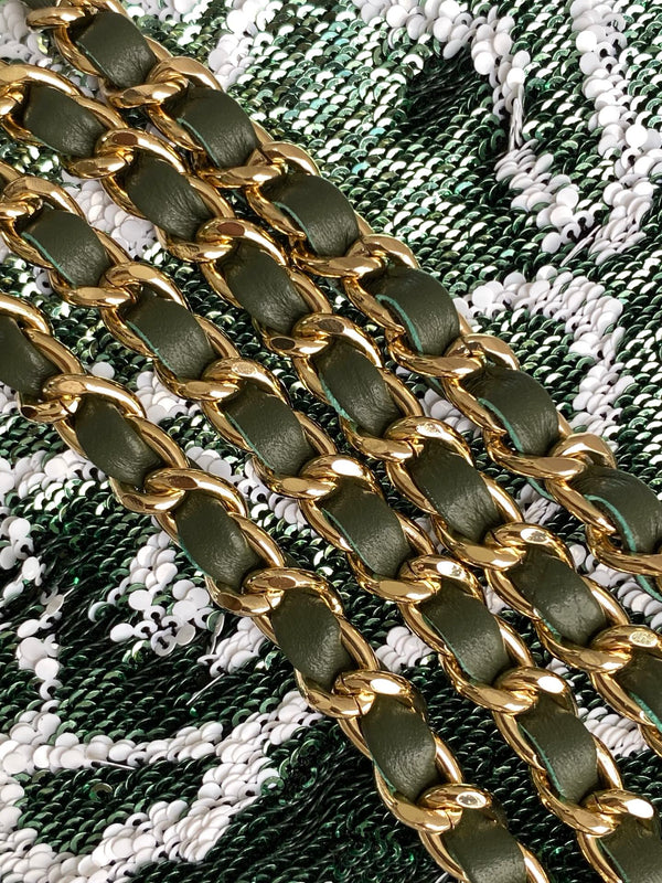 CC 25C Dark Green White Sequin Gold Hardware
