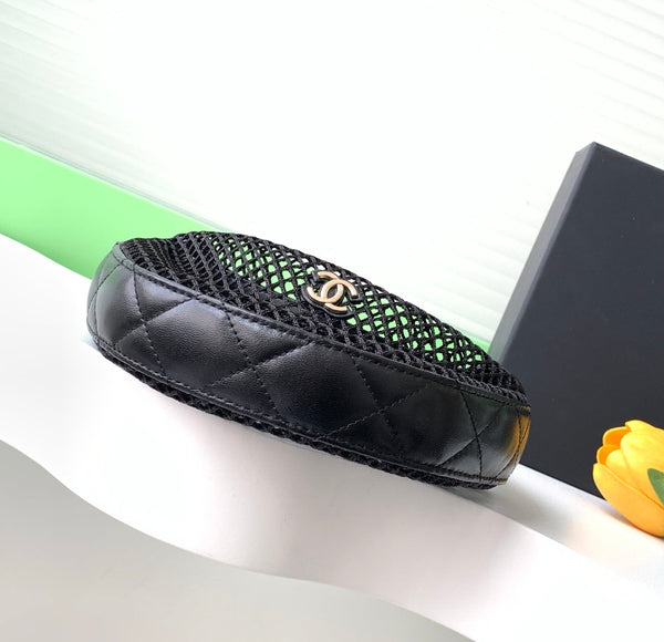 CC 25S Pouch Bag 17cm Black Mesh Calfskin