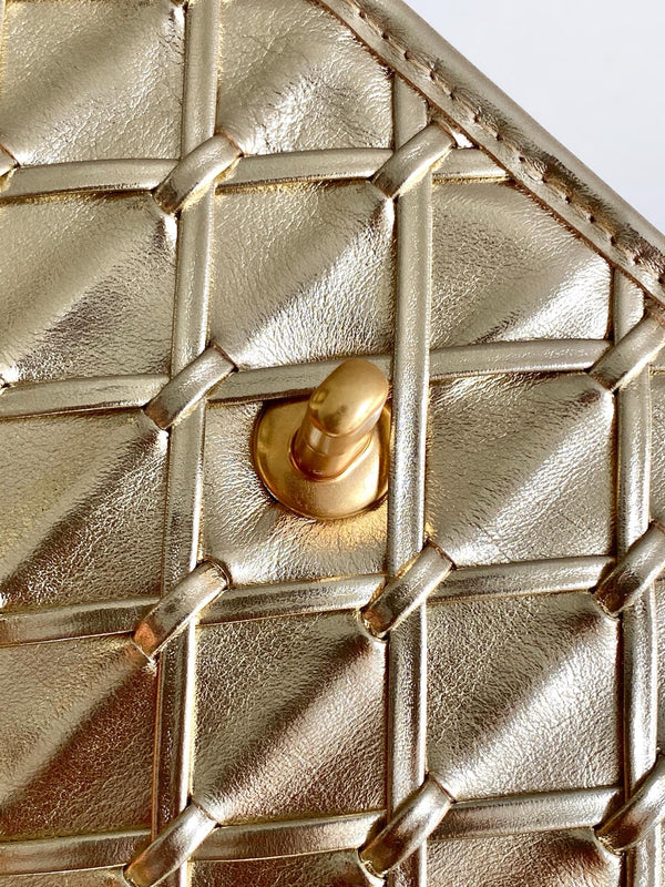 CC 25C Flap Bag 25cm Gold Metalic Quilted Lambskin