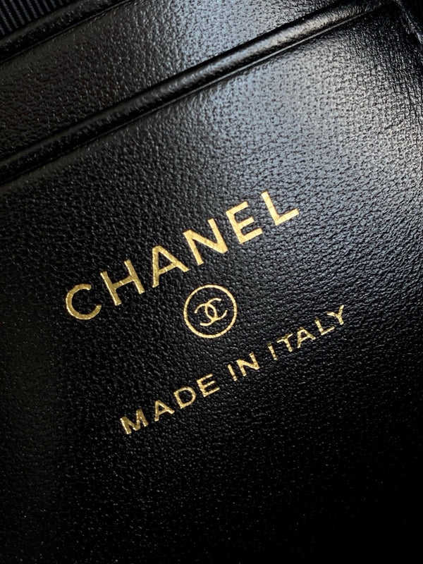 CC 25A Clutch With Chain 18cm Black Suede Calfskin