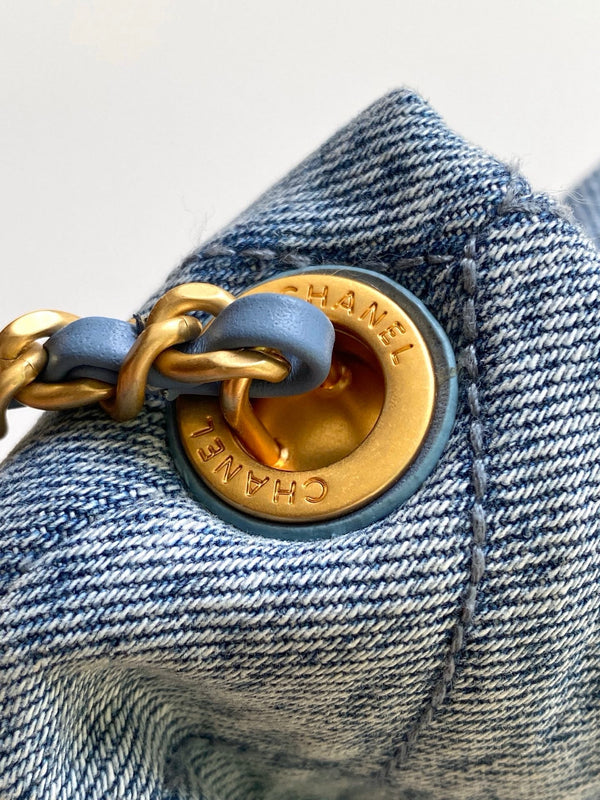 CC 25K Mini Bow Bag 26cm Blue Denim