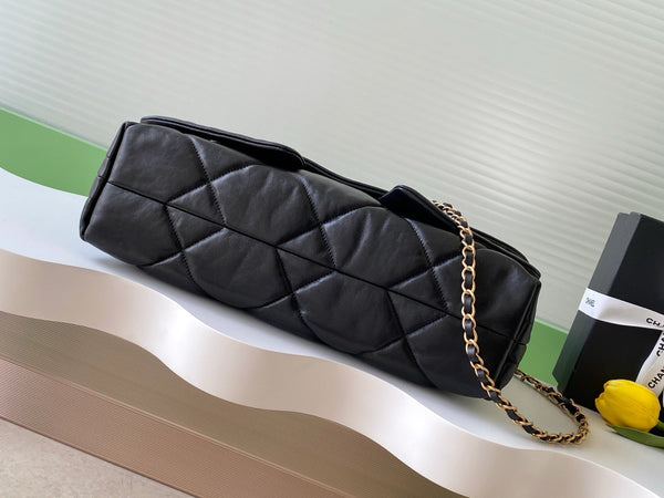 Chanel 25K Bag 45cm Black Gold Sheepskin 293990