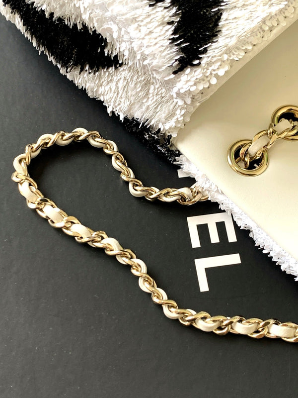 CC 2025 Flap Bag Silver Black Sequin 298202