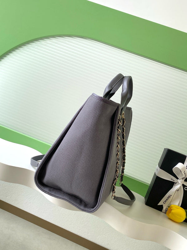 CC 2025 Deauville Tote Bag Gray Canvas
