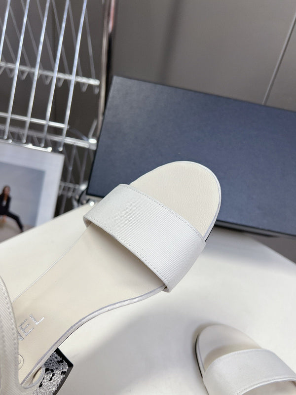 slingback sandal 45 white calfskin crystal