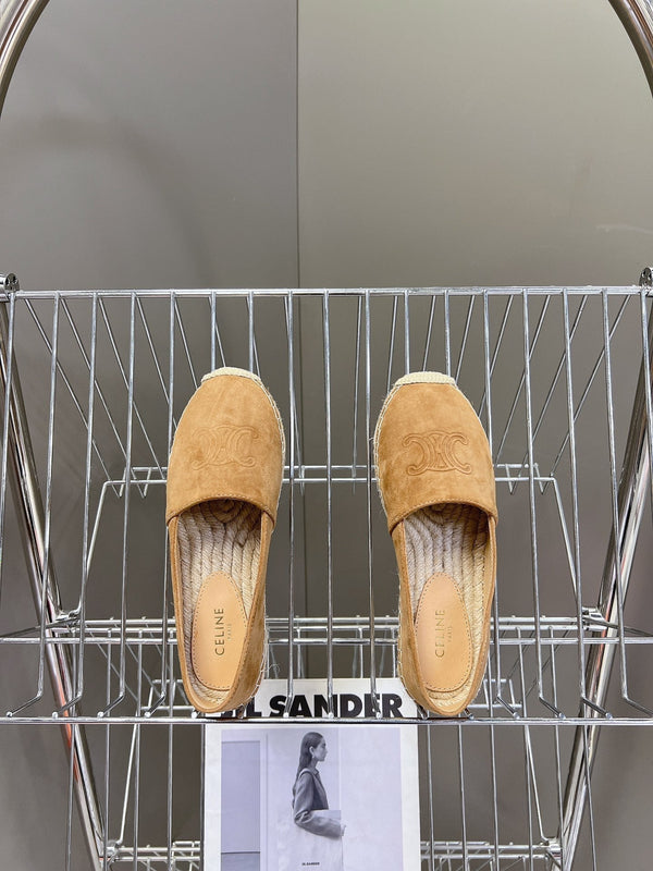 LOAFER IN PEANUT BROWN SUEDE AND WOVEN RAFFIA