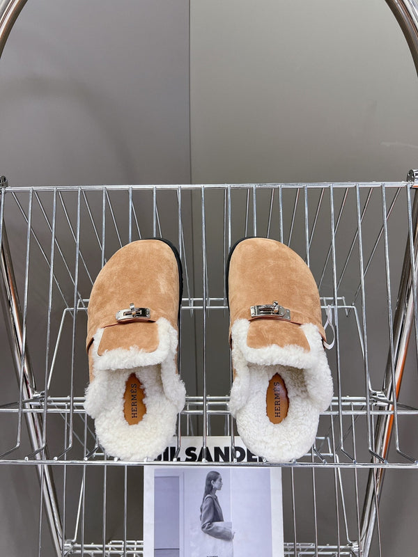 OZ Mule Brown Suede White Shearling