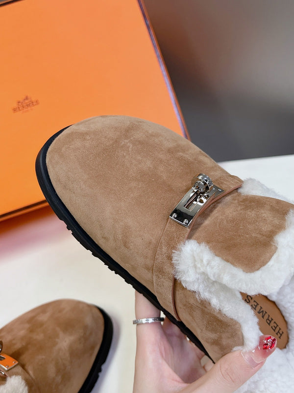 OZ Mule Brown Suede White Shearling