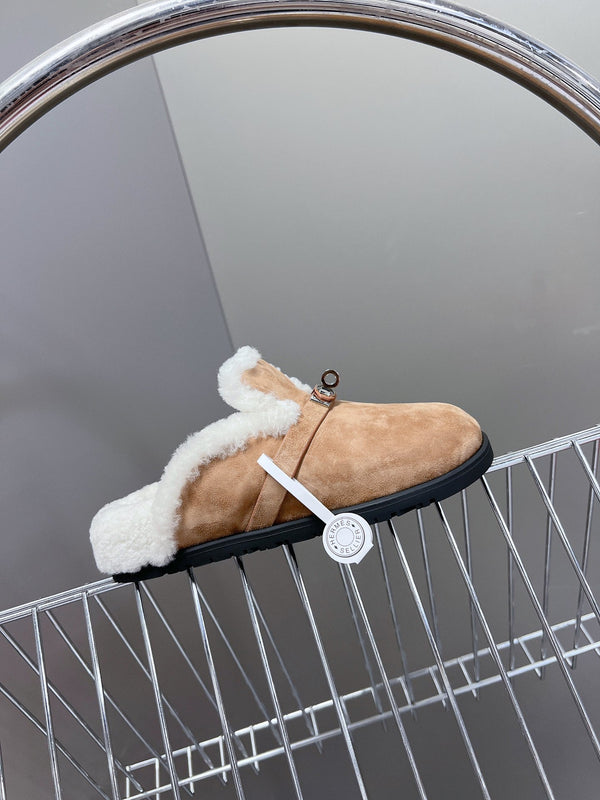 OZ Mule Brown Suede White Shearling