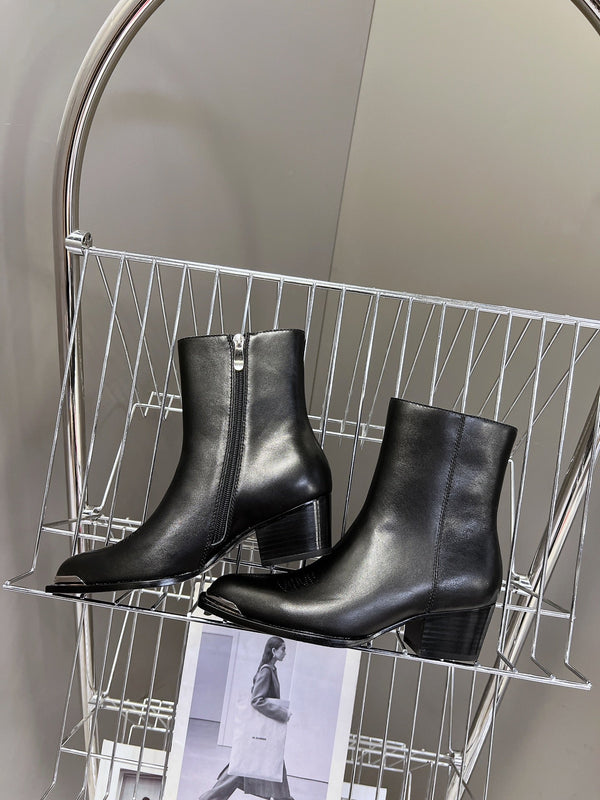 CELINE 25 Cowboy Boots Black Calfskin 434419