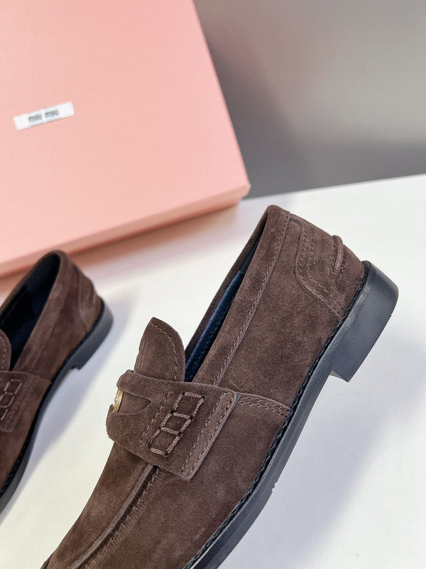 Miu Loafers Vintage Dark Brown Suede