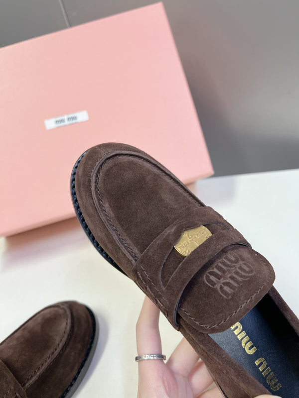 Miu Loafers Vintage Dark Brown Suede