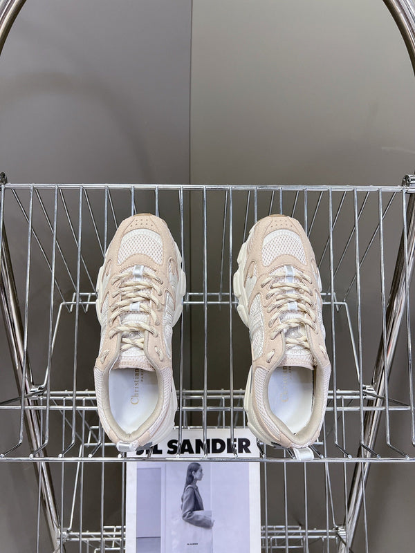 CD Chrono Sneaker In Beige Mesh Fabric And Suede 989683