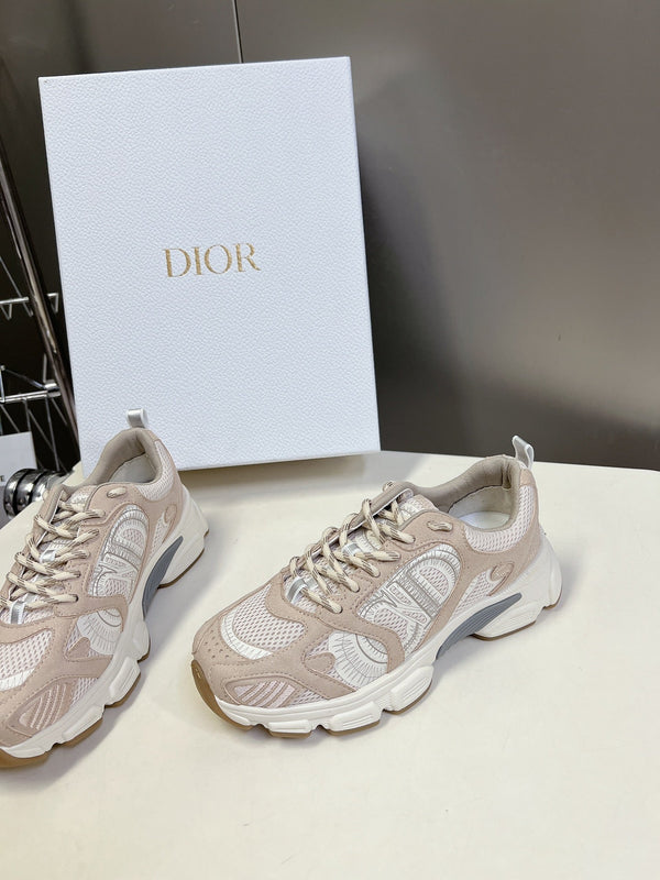 CD Chrono Sneaker In Beige Mesh Fabric And Suede 989683