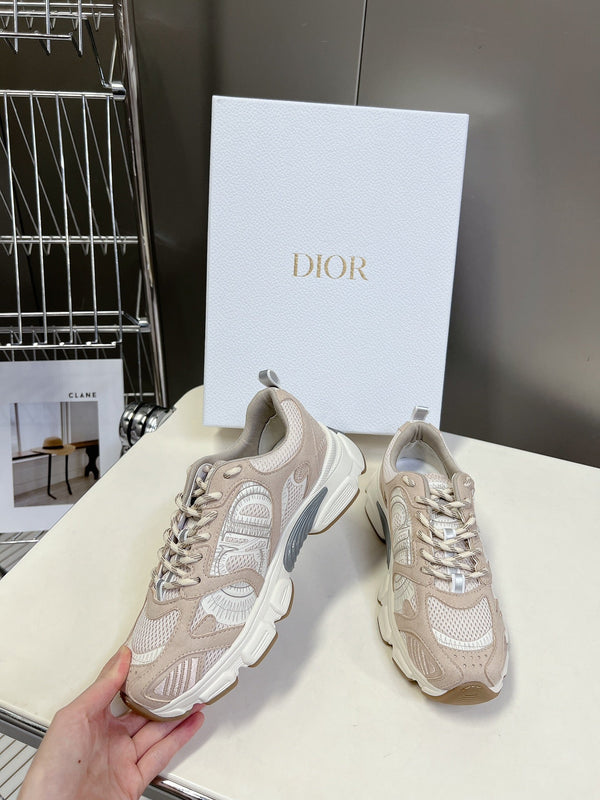 CD Chrono Sneaker In Beige Mesh Fabric And Suede 989683