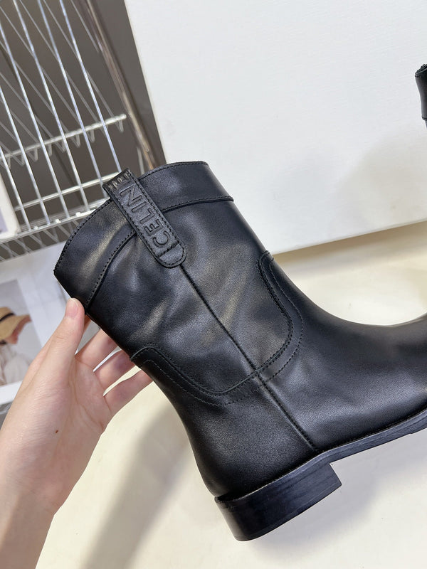 CELINE 25 cowboy boots black calfskin 434413