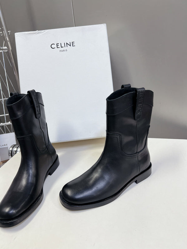 CELINE 25 cowboy boots black calfskin 434413