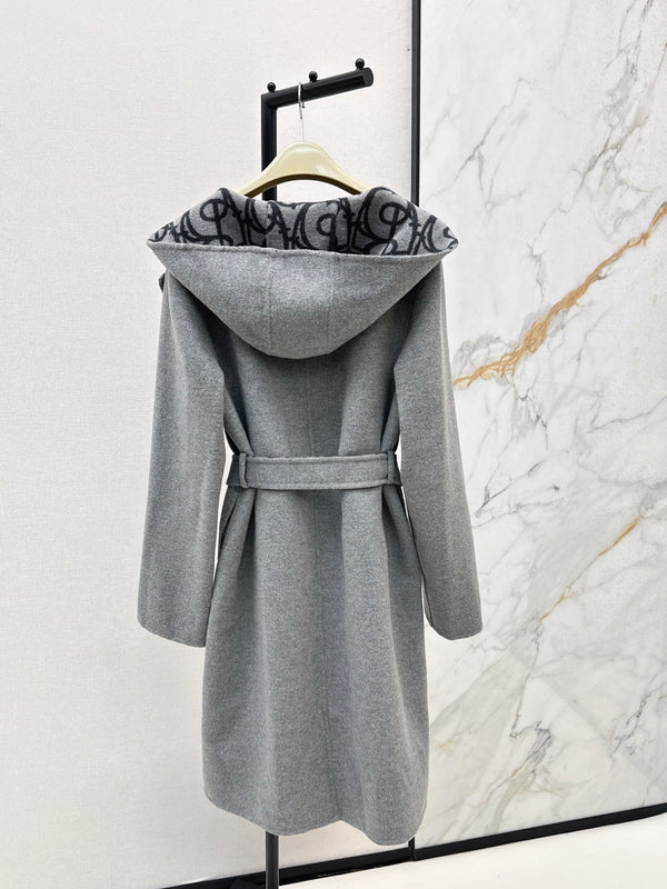 Burberry 25 Hooded Long Coat Gray Wool