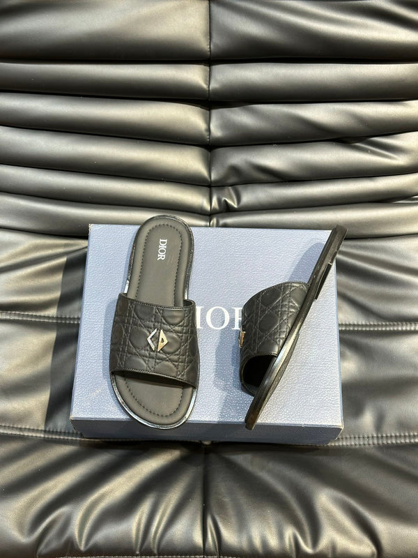 CD ALIAS SUMMER SLIPPER BLACK EMBOSSED CALFSKIN